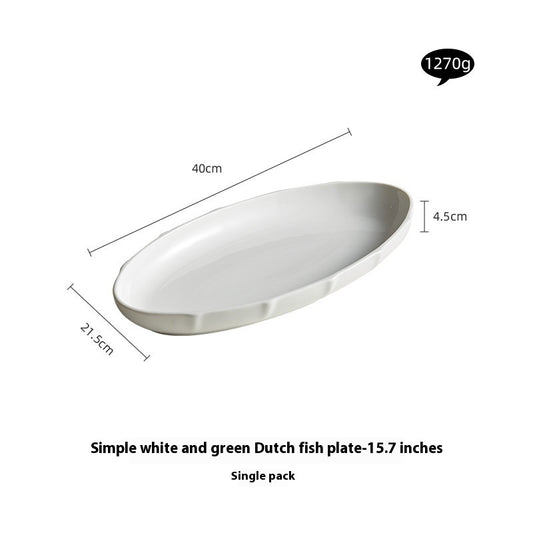 Household Steamed Fish Plate Good-looking Large Exquisite Japanese Style Dinner Plate High-grade
