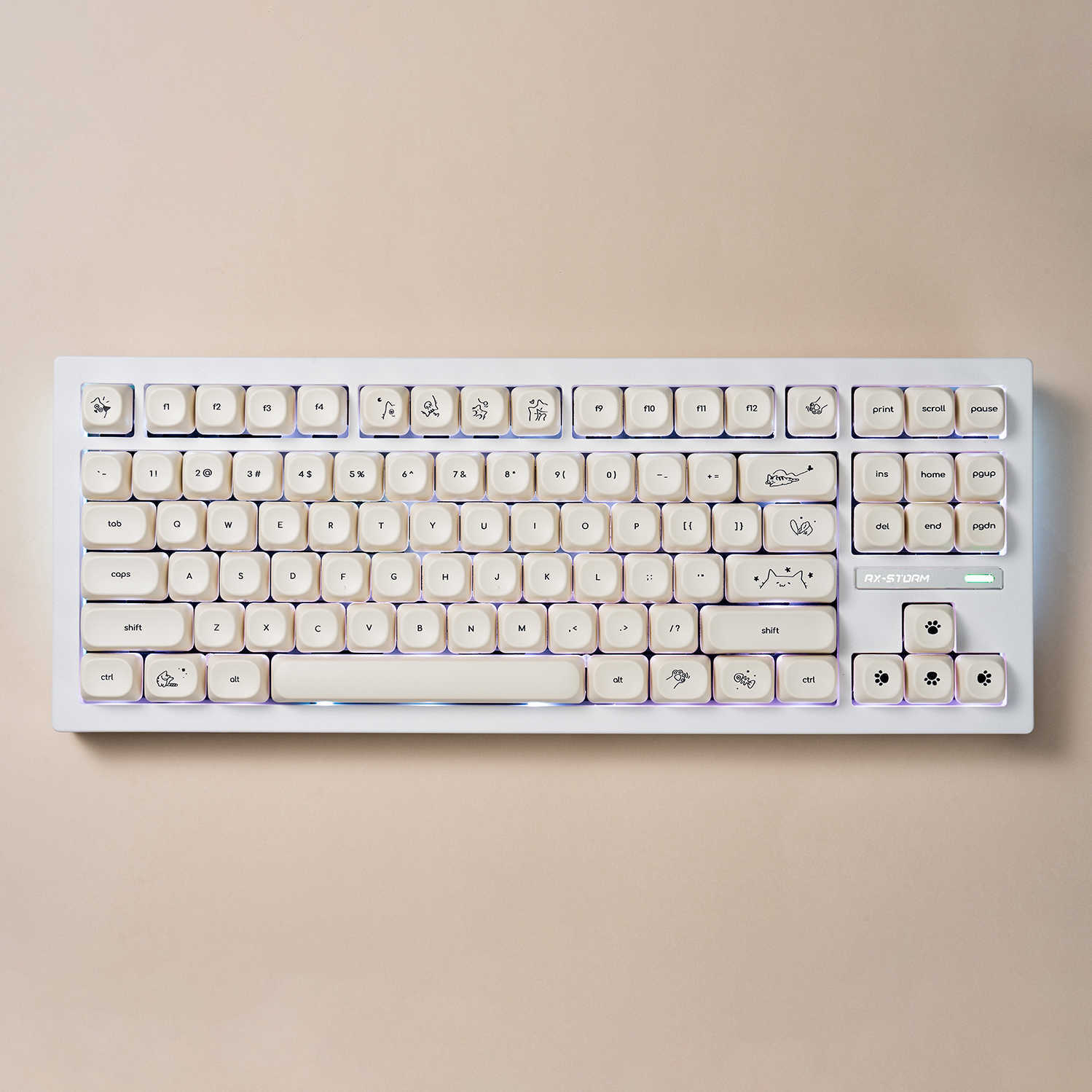 Minimalist Small Font Cute Cat Mechanical Keyboard Keycaps