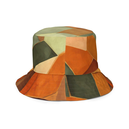 Reversible Bucket Hat Rustic Red Abstract Pattern-2