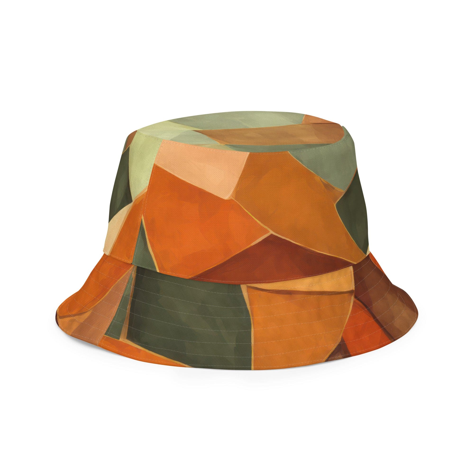 Reversible Bucket Hat Rustic Red Abstract Pattern-1