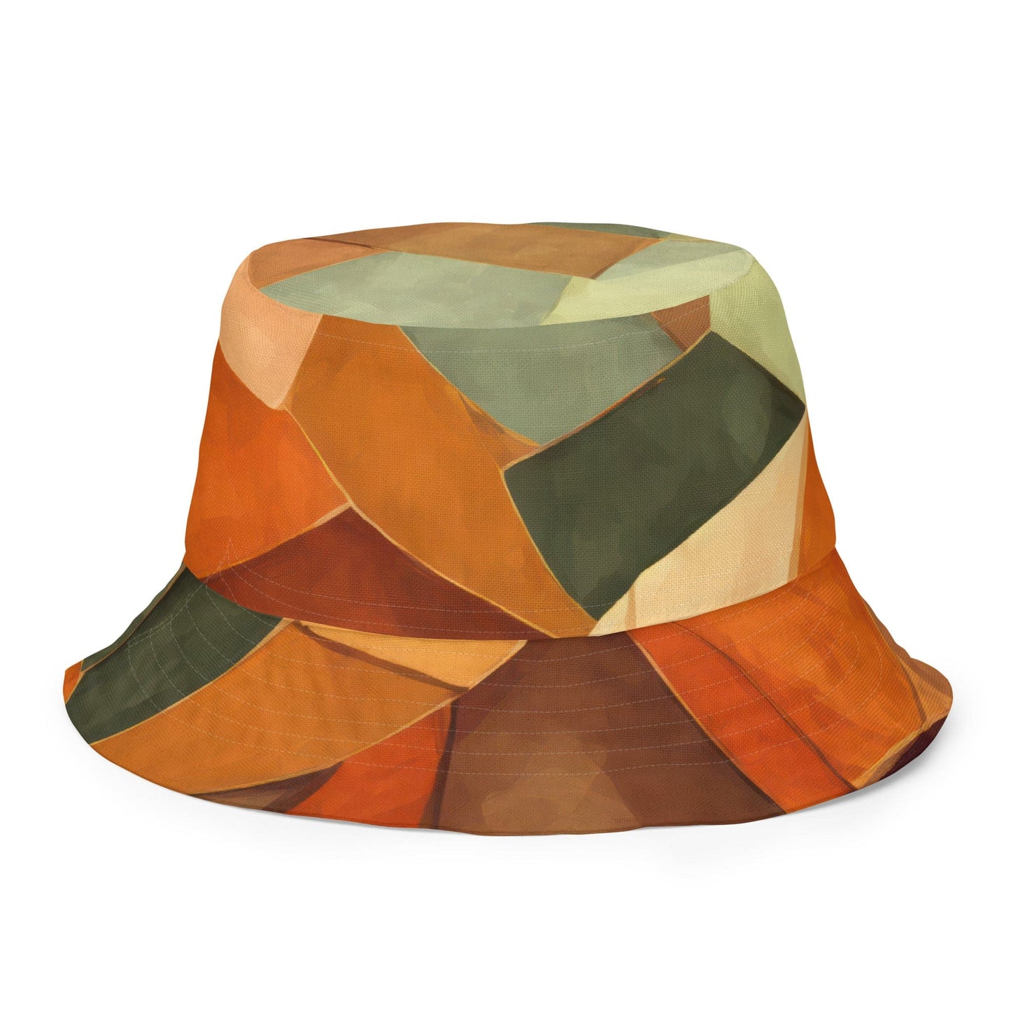 Reversible Bucket Hat Rustic Red Abstract Pattern-3