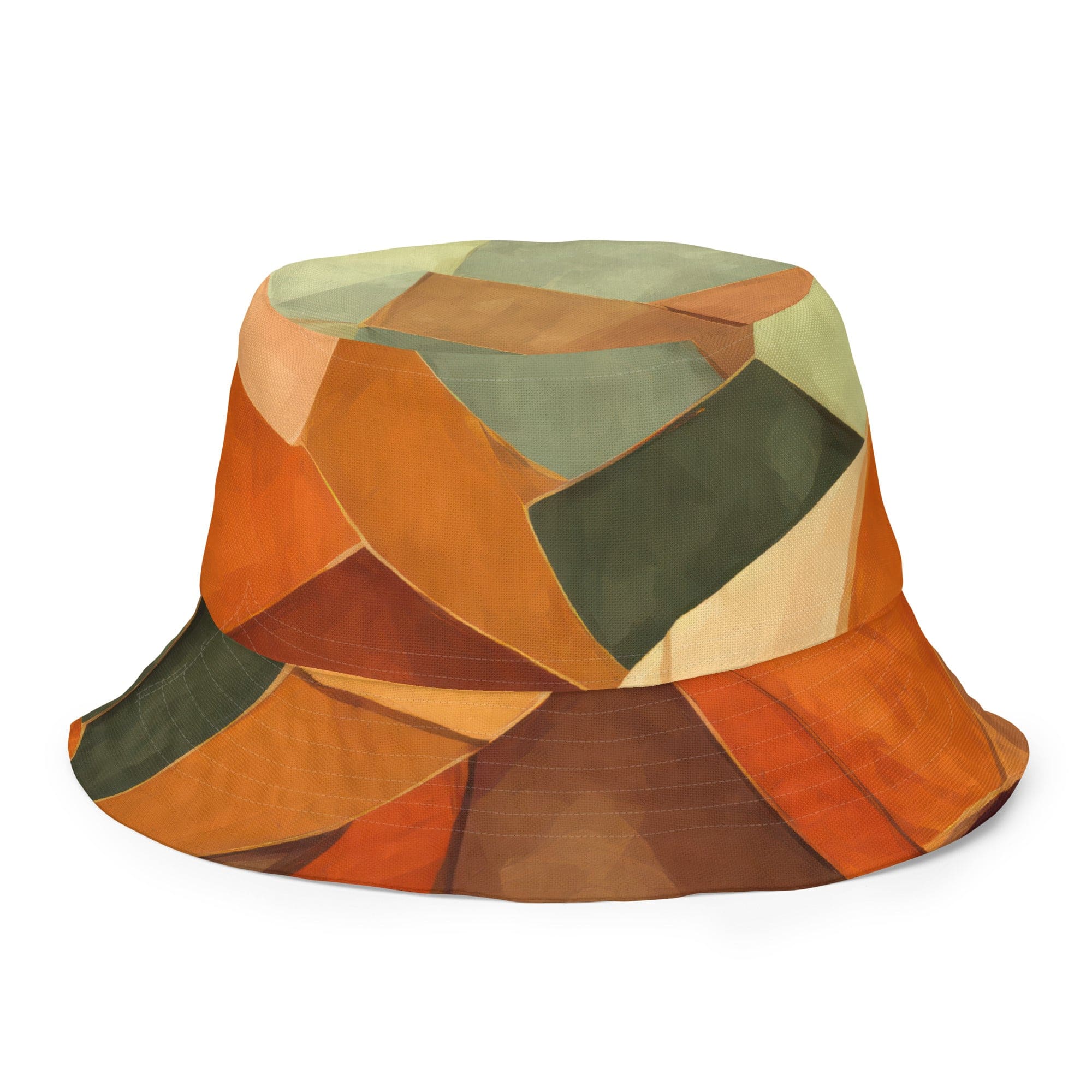 Reversible Bucket Hat Rustic Red Abstract Pattern-0