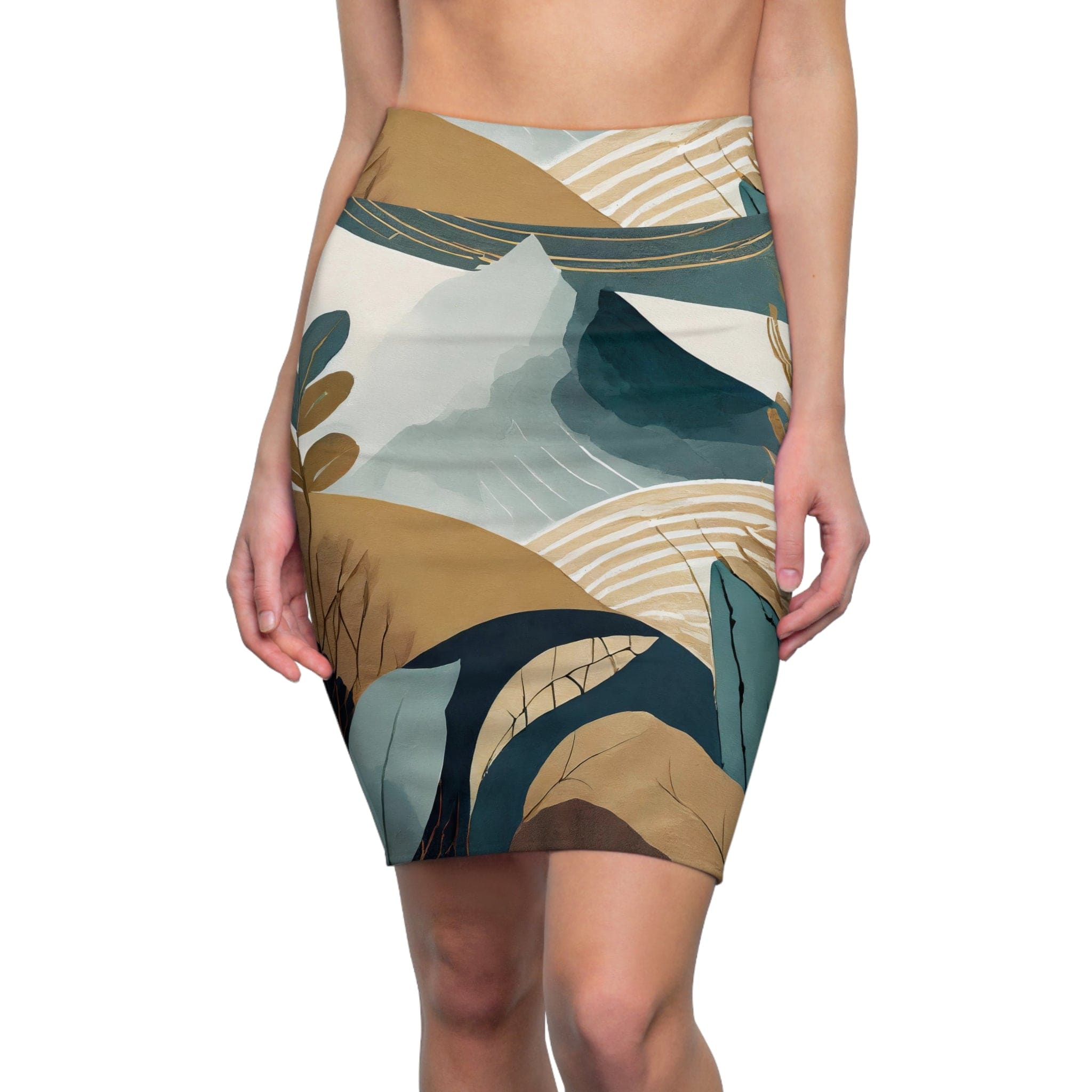 Womens Pencil Skirt - Boho Style Print 3698-0